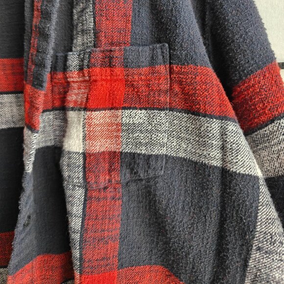 Madewell Red Black and White Button Up Plaid Flannel Shirt - Size L Fall Autumn - Picture 2 of 6